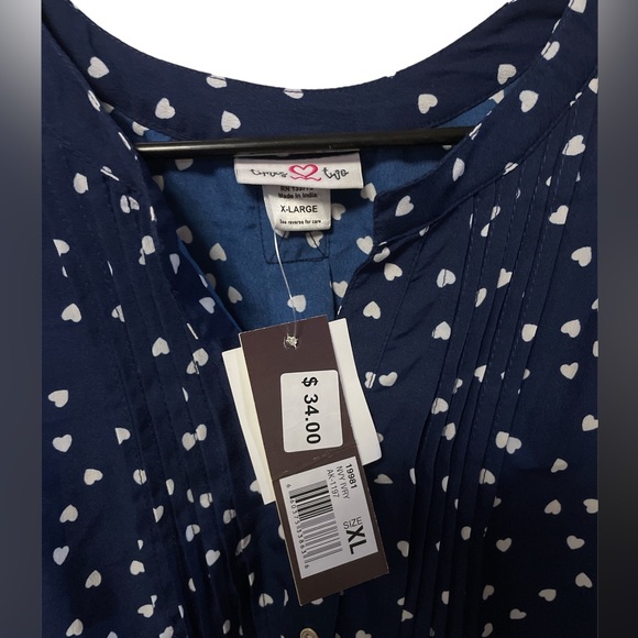 Times Two heart navy maternity blouse - Picture 3 of 3